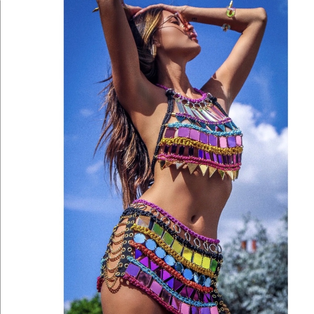 SAVANNAH Mirror Festival, EDC, Coachella, Burning Man Sexy Costume 2-Piece Set.